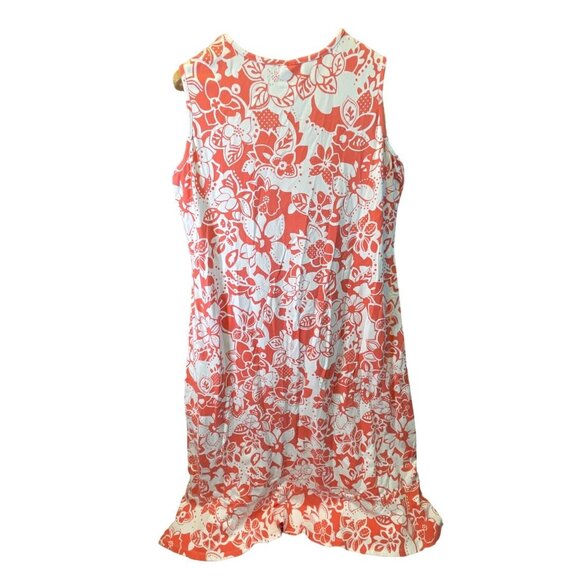 D & Co Orange White Sleeveless Scoop Neck Full Length Maxi Dress Sz 1X - Picture 2 of 6